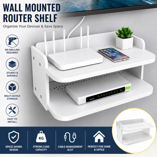 Wall mounted router shelf - wall,